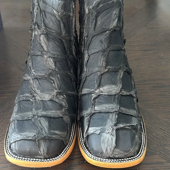Black authentic fish skin boots